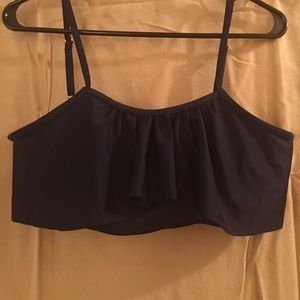 Ruffled Black Bikini Top-Medium